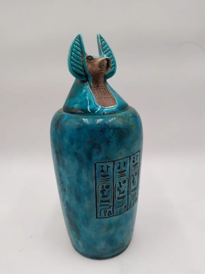 Set of 4 Contemporary Pharaonic Ceramic Urnes