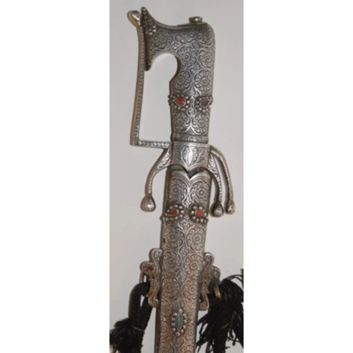 Handsome sword with partly silver mounted handle