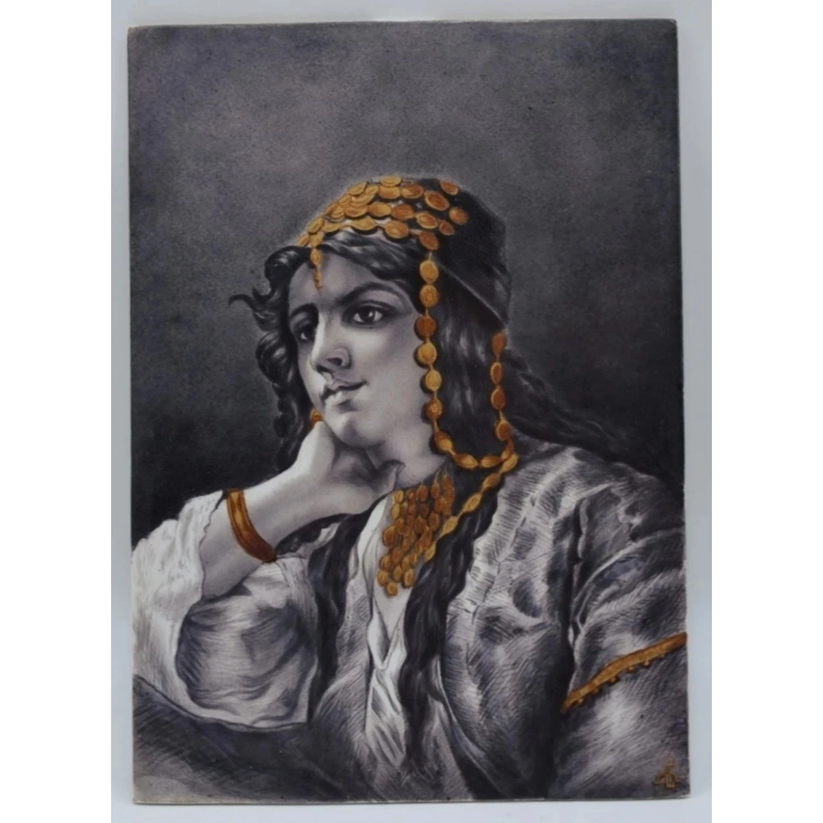 Orientalist School (19th century) thoughtful young Greek lady