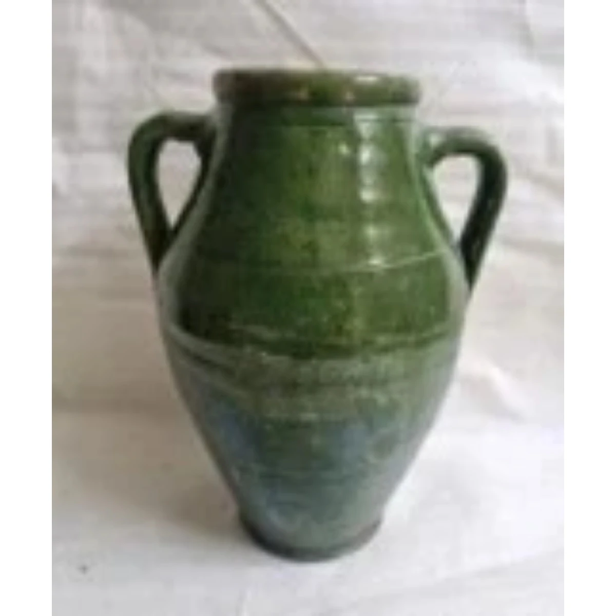 Glazed green terracotta Pot with two handles
