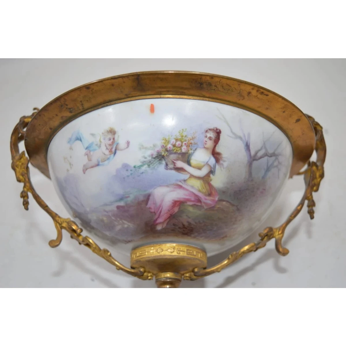 Lot of Sèvres-Style Cloisonné-Mounted Porcelain Vase and Centrepiece