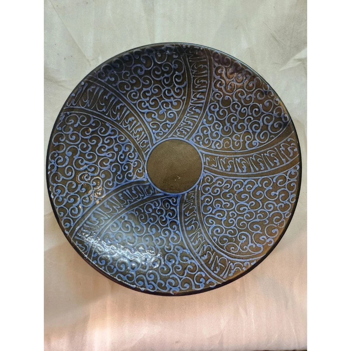 Deep blue ceramic plate