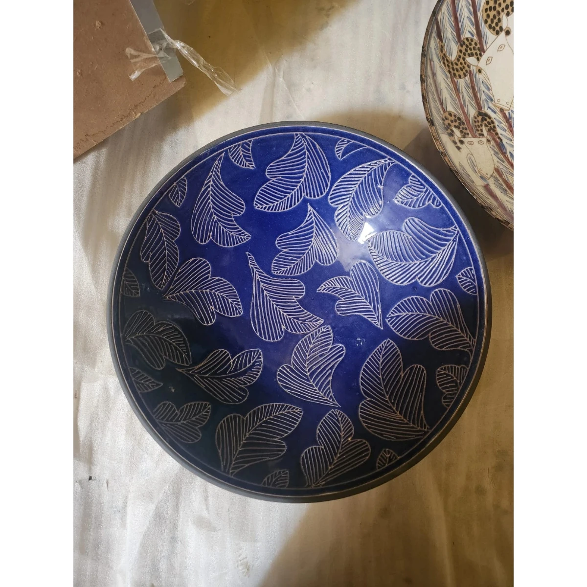 Deep midnight blue ceramic plate