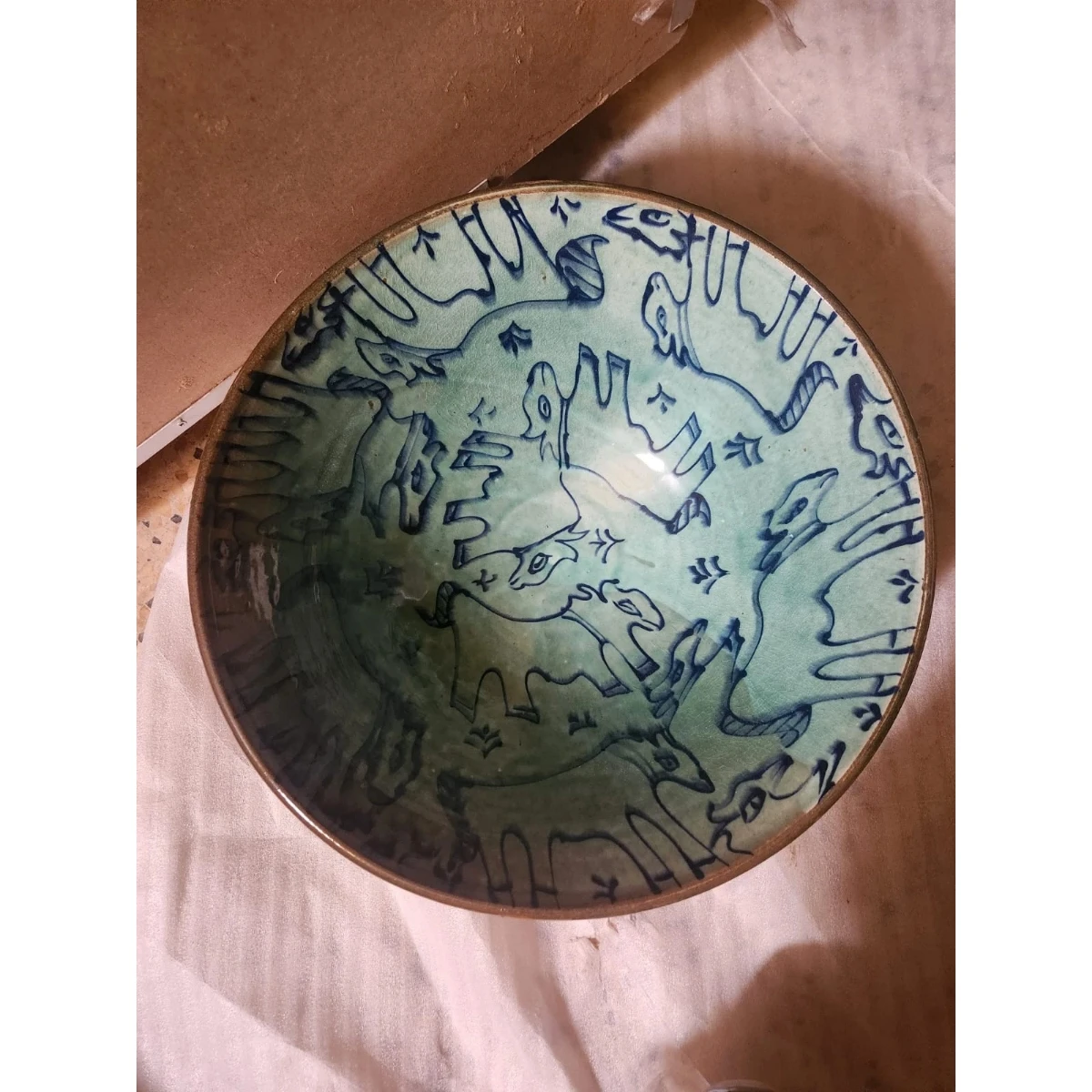 Turquoise blue and blue plate bowl
