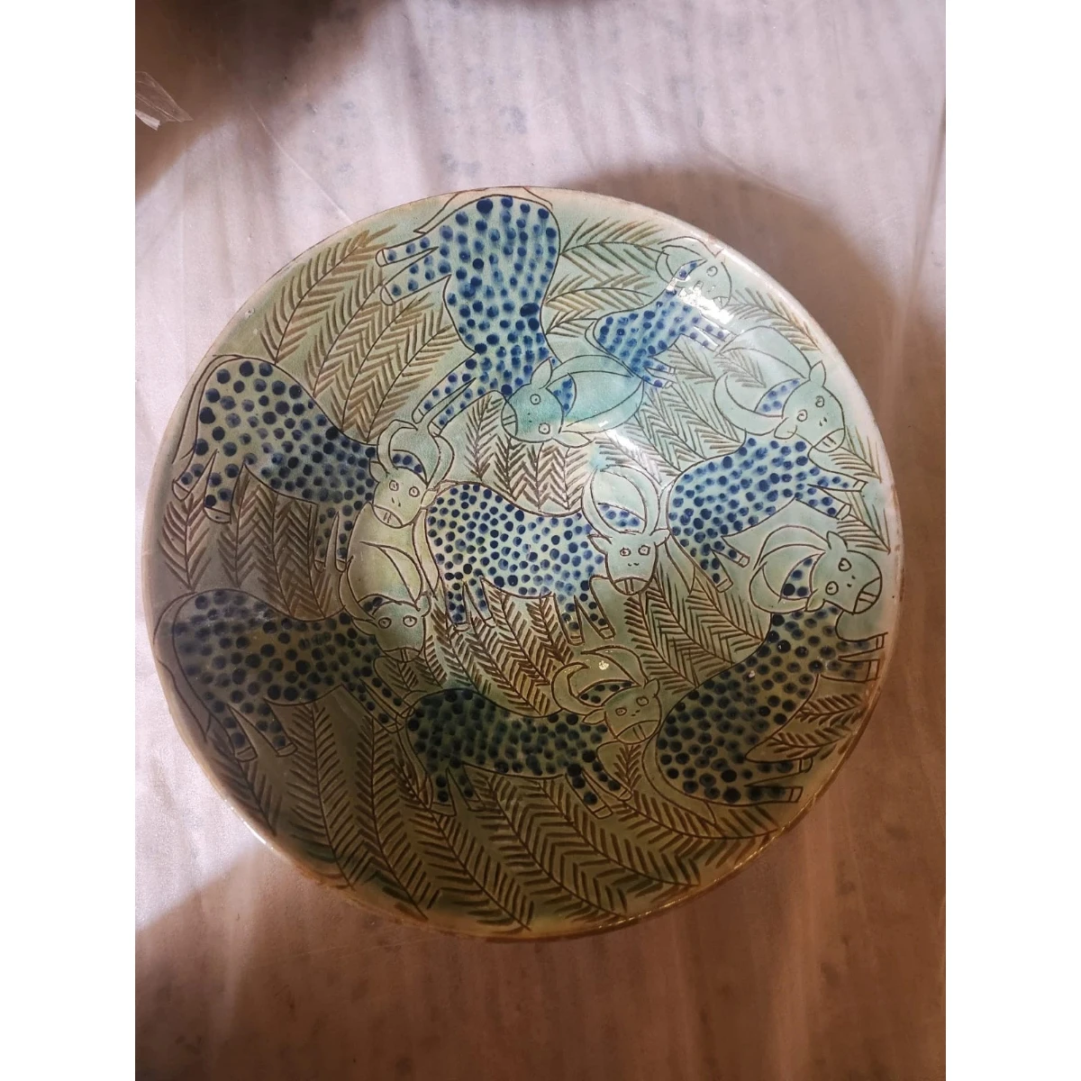 Turquoise blue and green plate