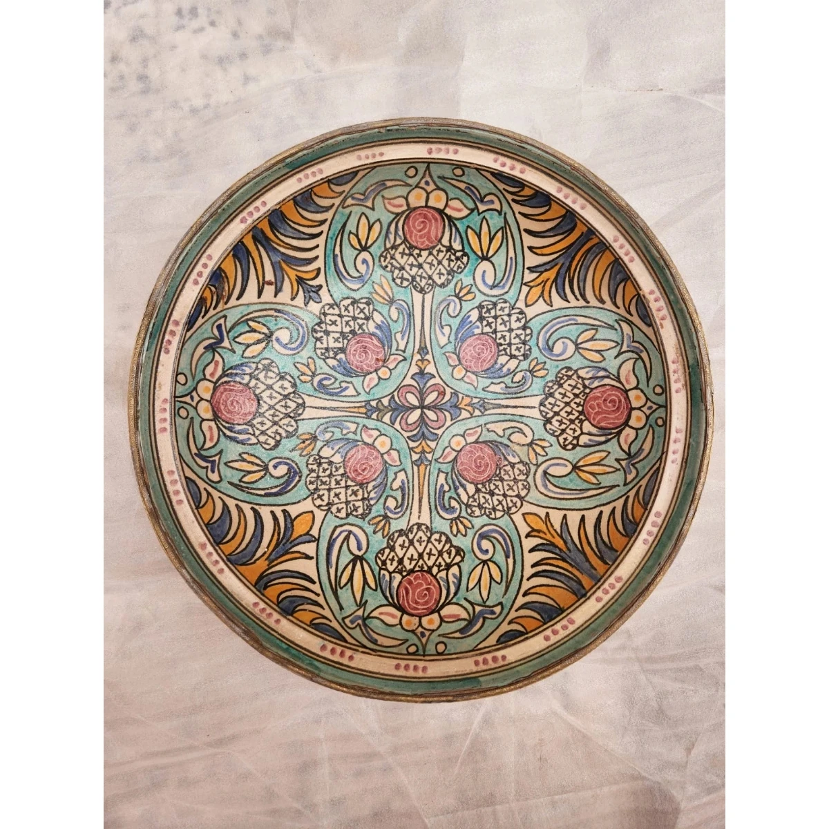 Large polychrome ceramic dish