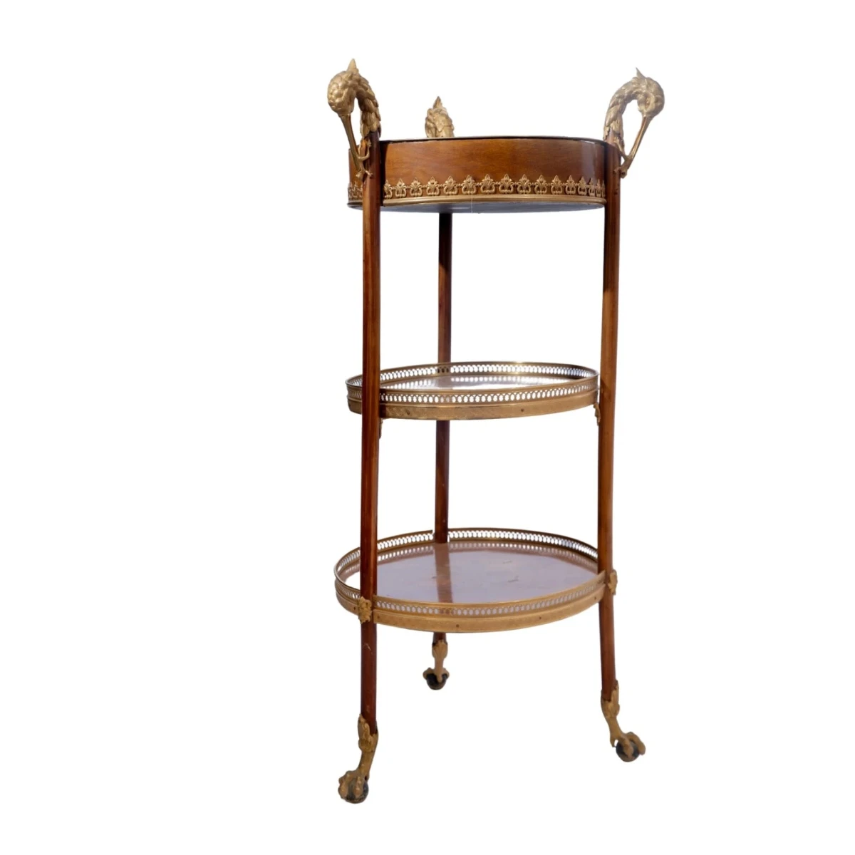 Neoclassical Gilt Bronze and Marquetry Three-Tier Étagère