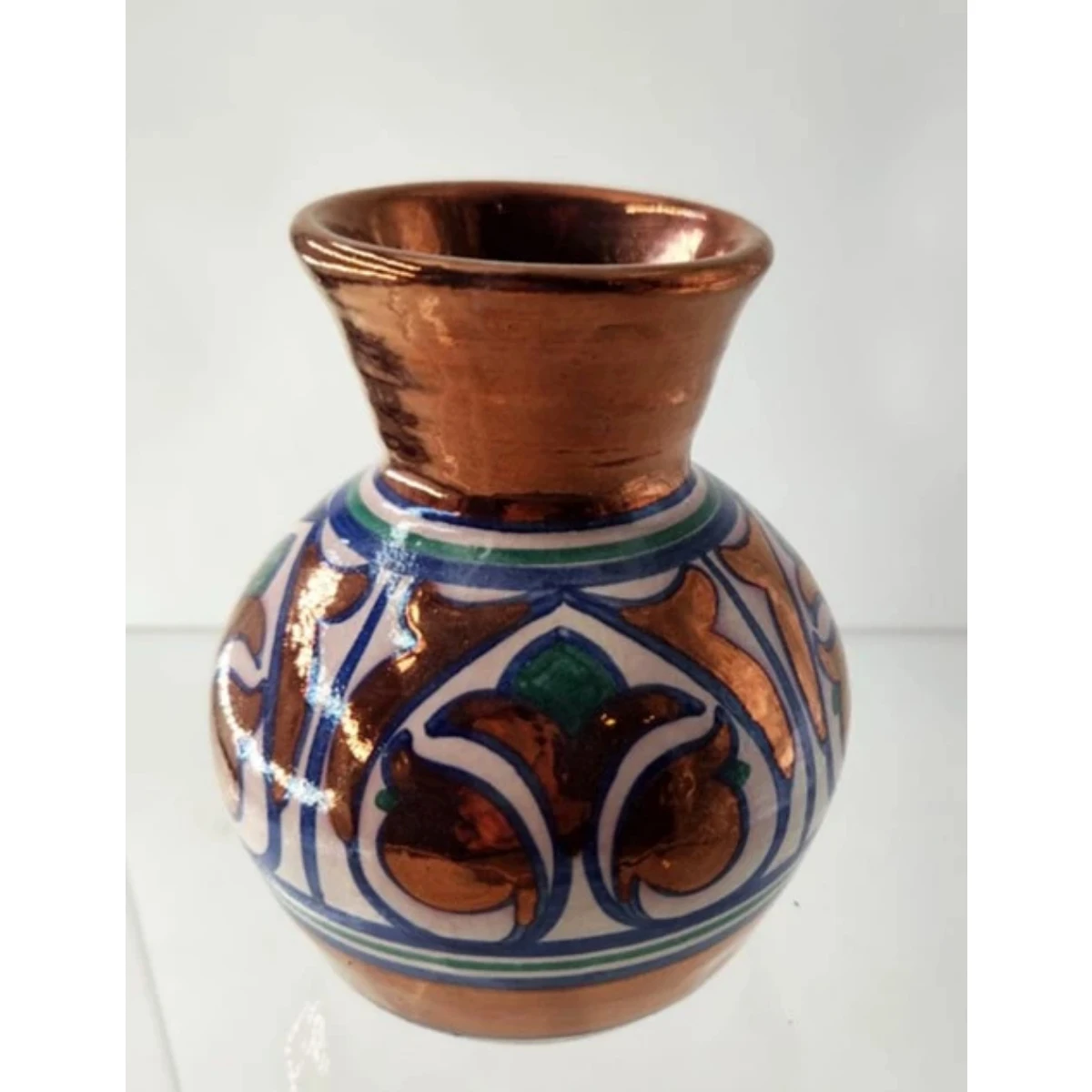 Copper polychrome small pot
