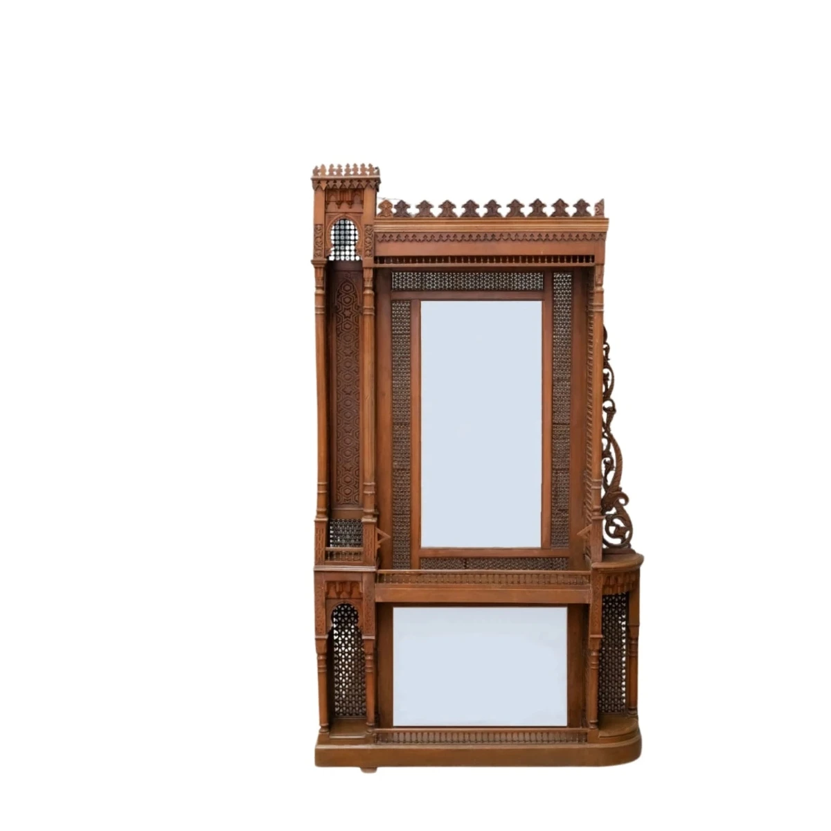 Intricately Carved Wooden Mirror