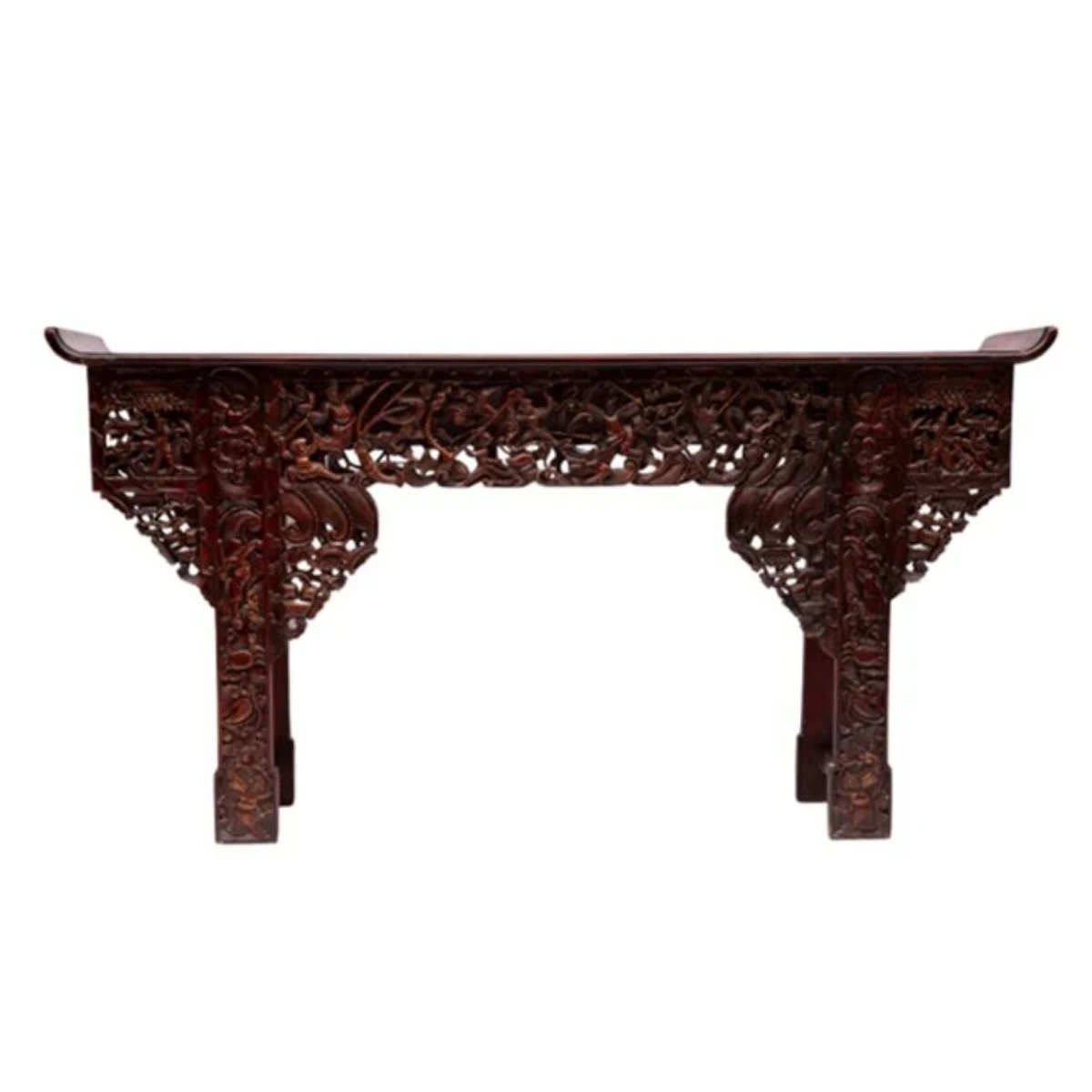 Large Chinese Carved Console with Auspicious Motifs