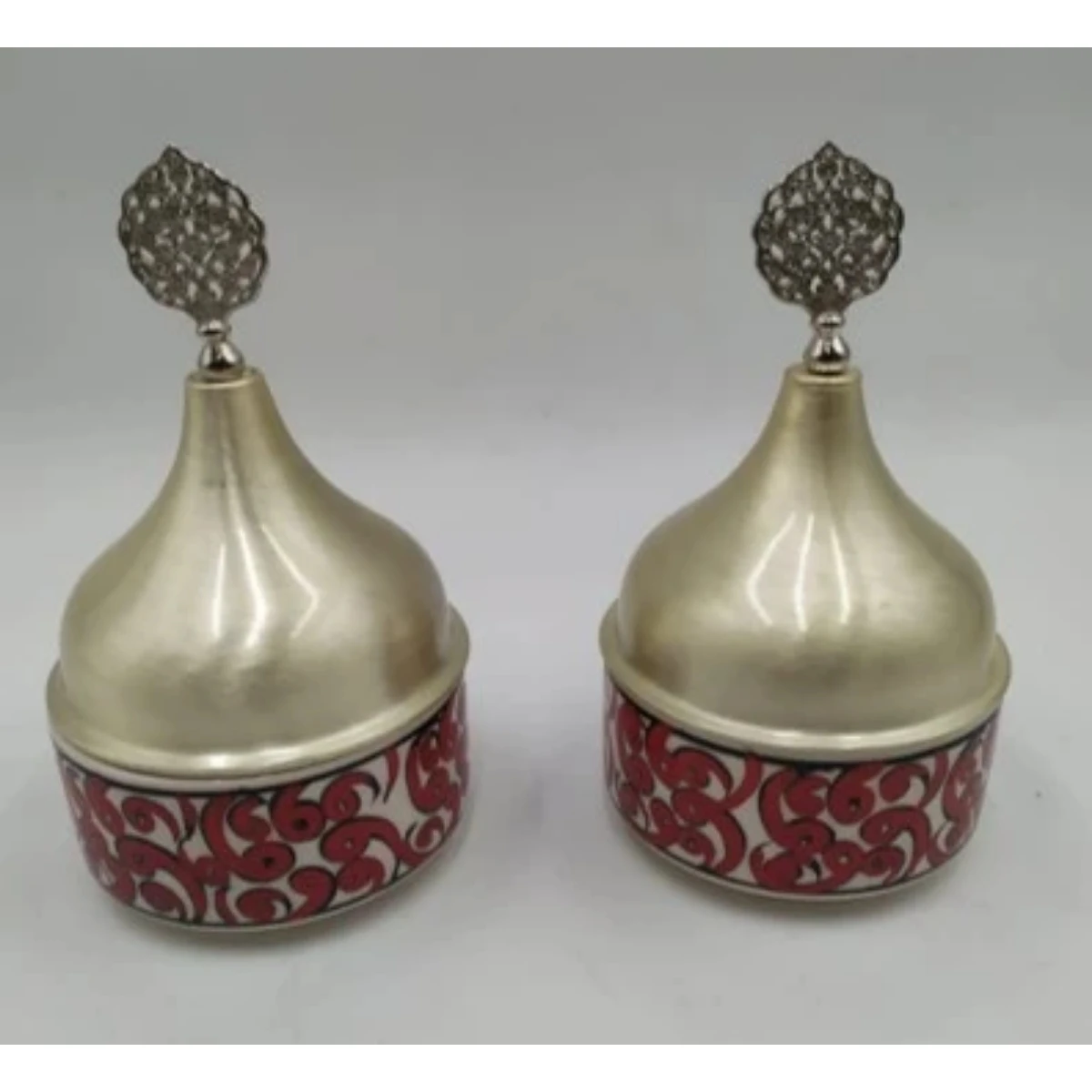 Pair Turkish sugar pot with lid